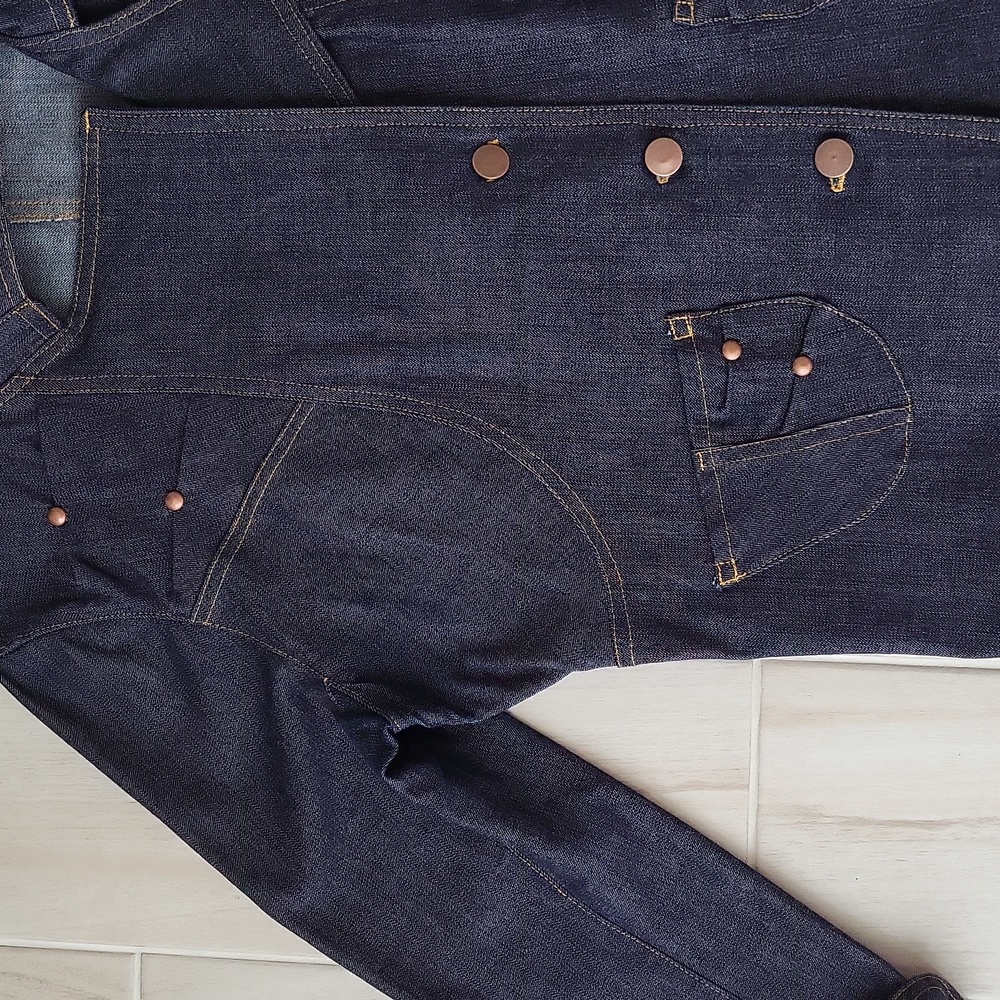 Jean Jacket & Jeans pants Custom design Copper Stud & topstitched Size M - Picture 5 of 15